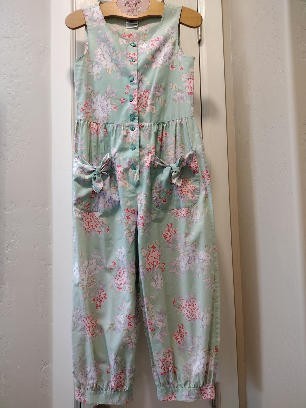 Laura Ashley Mint Green Floral Sleeveless Jumpsuit